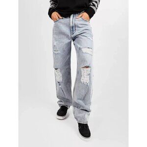 Empyre Tori Distressed Wide Leg Jeans Size 13  Hippie Y2K 90s Gothic Grunge